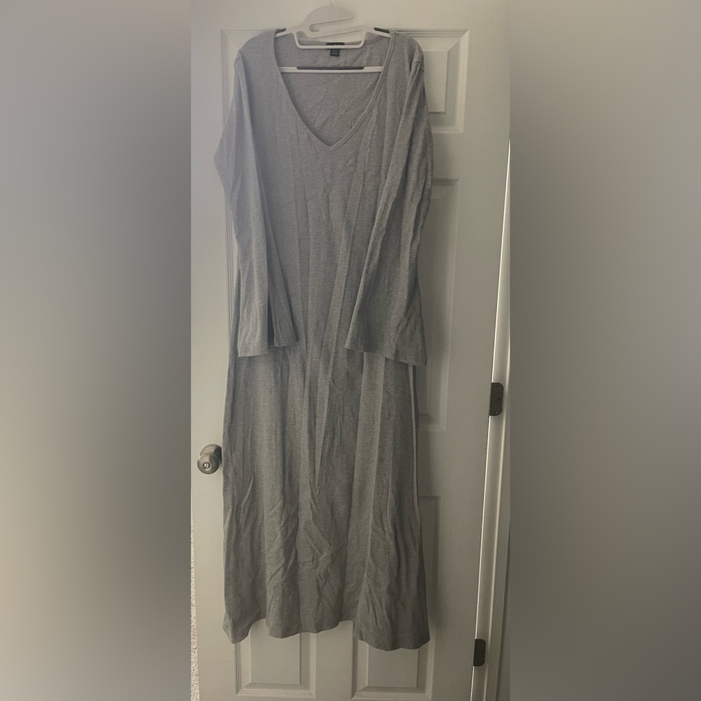 Chic Gray Long Sleeve Women's Dress